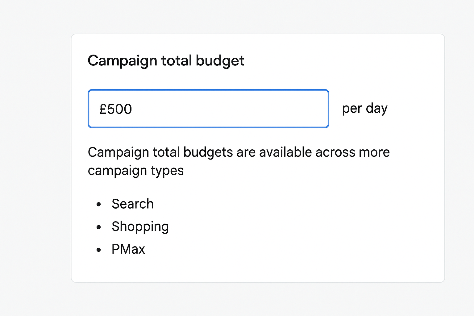 Campaign Total Budgets across more campagins